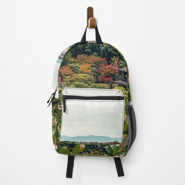 Item preview, Japanese Temple Nestled in Forest with City and Mountains designed and sold by Renee McShane.
