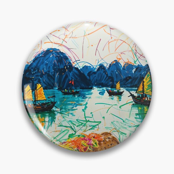 Item preview, Abstract Vietnamese Artwork - Ha Long Bay & Pho and Banh Mi designed and sold by feether-store.