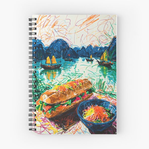 Item preview, Abstract Vietnamese Artwork - Ha Long Bay & Pho and Banh Mi designed and sold by feether-store.