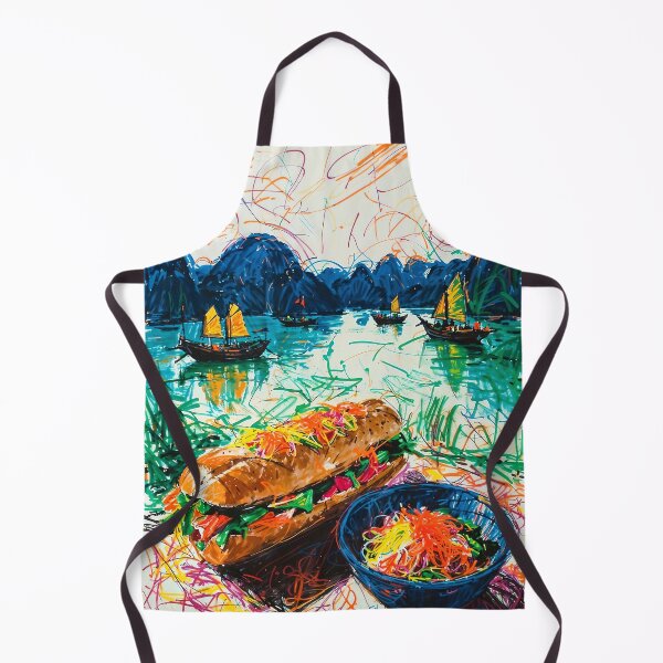 Item preview, Abstract Vietnamese Artwork - Ha Long Bay & Pho and Banh Mi designed and sold by feether-store.