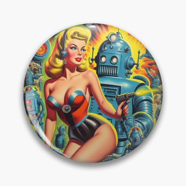 Item preview, Retro Robot Pin-up designed and sold by PulpVintage.