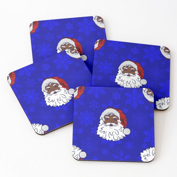 Item preview, blue christmas black santa snowflakes designed and sold by Gossip Rag.