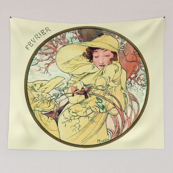 Item preview, Art Nouveau February Calendar Alphonse Mucha designed and sold by JoolyA.