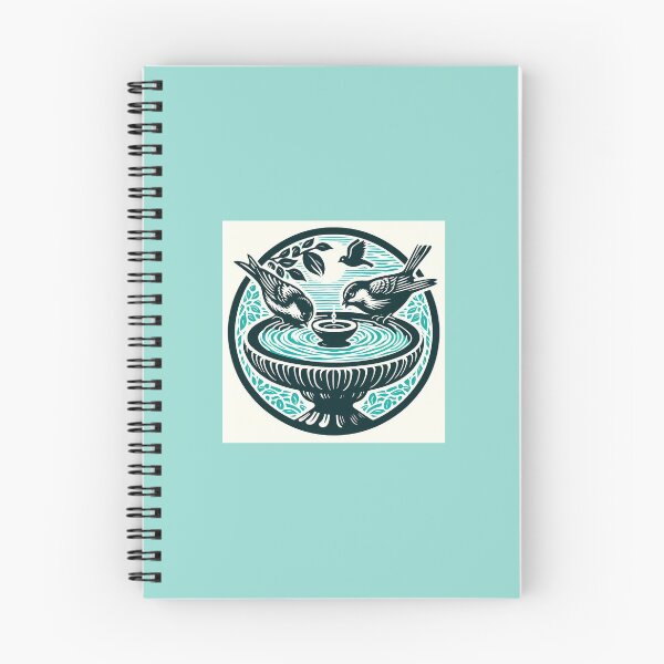 Item preview, Birds at the Birdbath Woodcut designed and sold by robinreva.