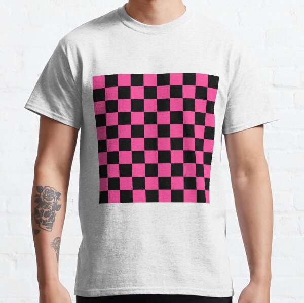 Black and Pink Checkerboard Pattern Classic T-Shirt