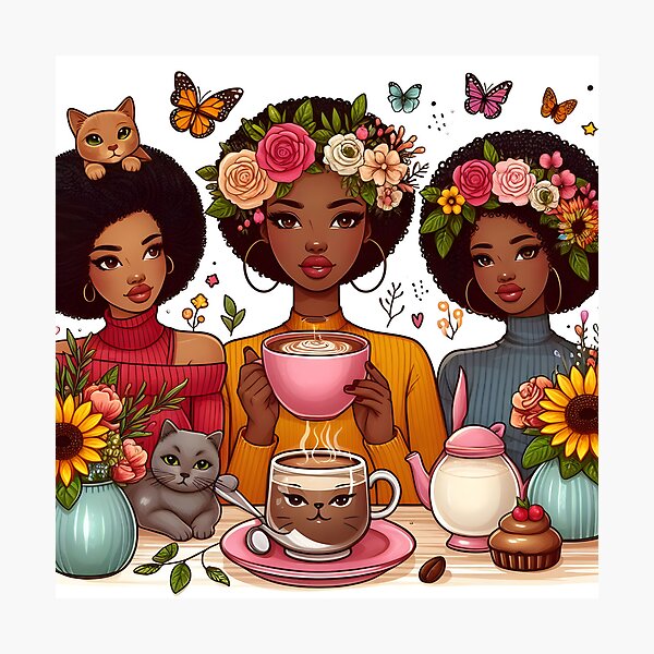 Artikel-Vorschau von die Kaffeemädchen und die Katze, designt und verkauft von SabyDigitalArt.