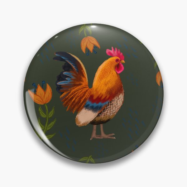 Item preview, Folk Art Chickens, Dark Green designed and sold by serafineaandd.