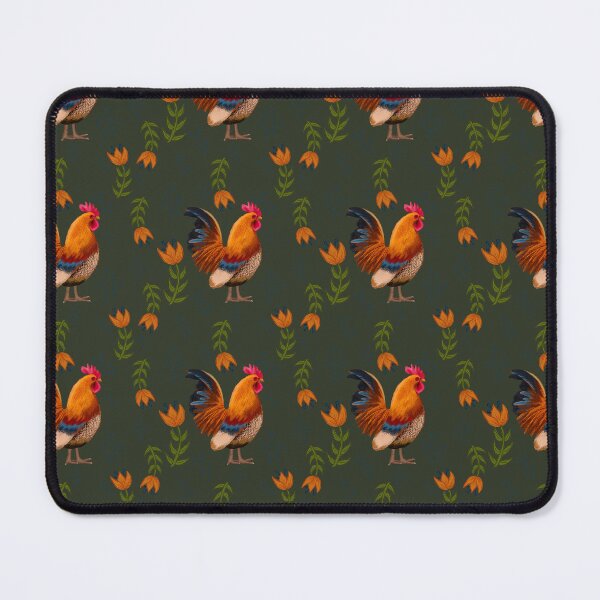 Item preview, Folk Art Chickens, Dark Green designed and sold by serafineaandd.