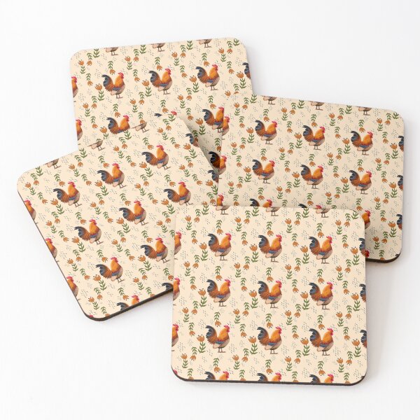 Item preview, Folk Art Chickens, Ivory designed and sold by serafineaandd.