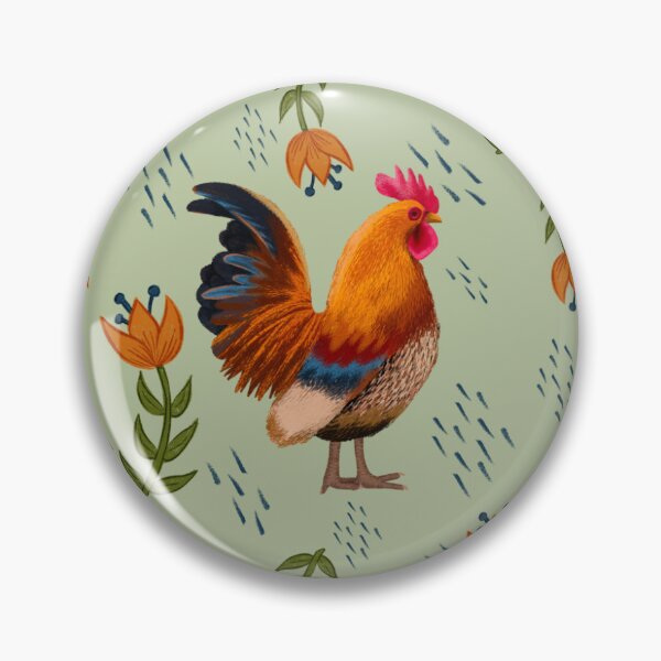 Item preview, Folk Art Chickens, Light Green designed and sold by serafineaandd.