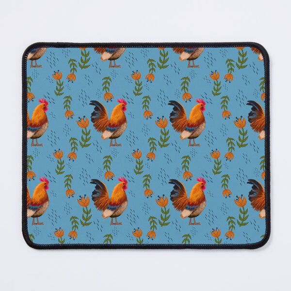 Item preview, Folk Art Chickens, Sky Blue designed and sold by serafineaandd.