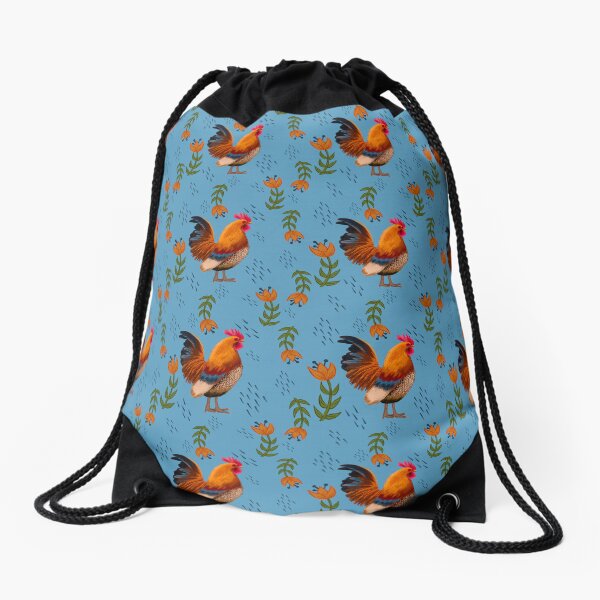 Item preview, Folk Art Chickens, Sky Blue designed and sold by serafineaandd.