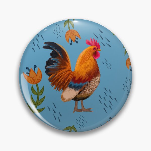 Item preview, Folk Art Chickens, Sky Blue designed and sold by serafineaandd.