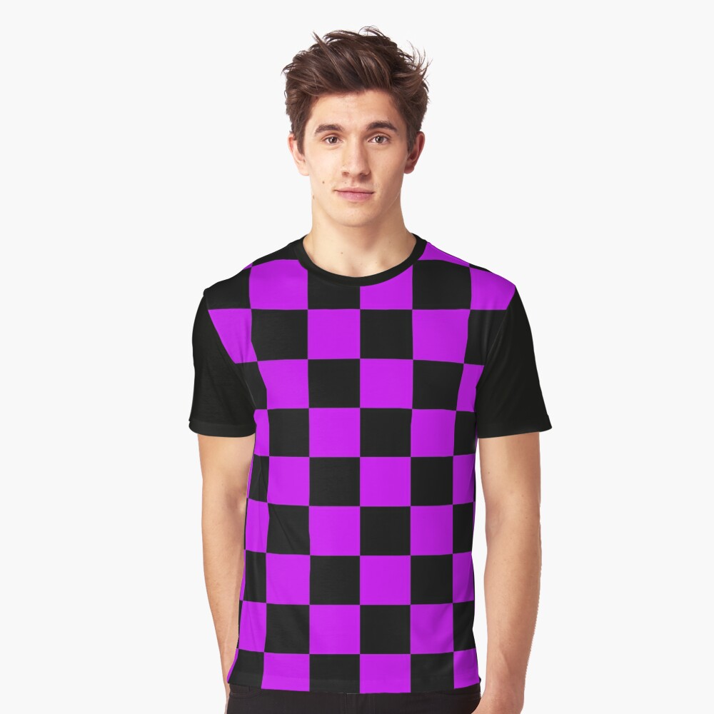 black and purple checkered shirt