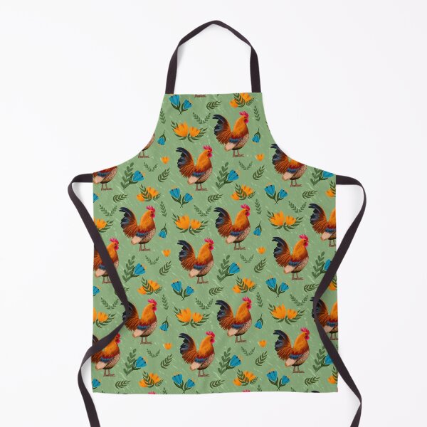 Item preview, Folk Art Chickens, Sage Green designed and sold by serafineaandd.