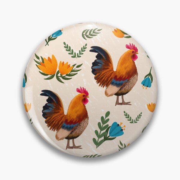 Item preview, Folk Art Chickens, Cream designed and sold by serafineaandd.