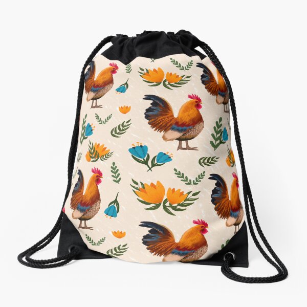 Item preview, Folk Art Chickens, Cream designed and sold by serafineaandd.
