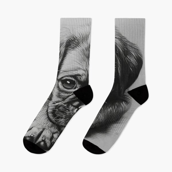 Item preview, Cute sad puppy pencil drawing designed and sold by CatsAndDogs-TF.