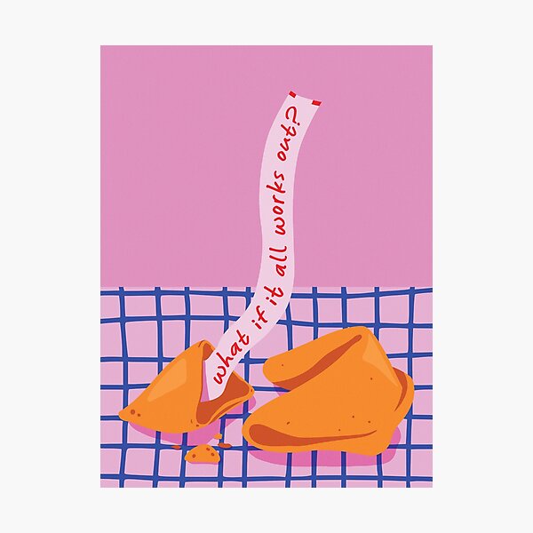 Item preview, What if it all works out fortune cookie illustration designed and sold by Dazzline Designs.
