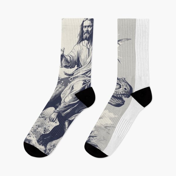 Item preview, Stylish Jesus Riding Dinosaur designed and sold by Rockwpapart.