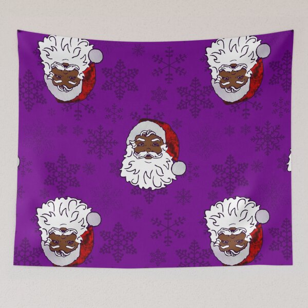 Item preview, purple christmas black santa snowflakes designed and sold by Gossip Rag.