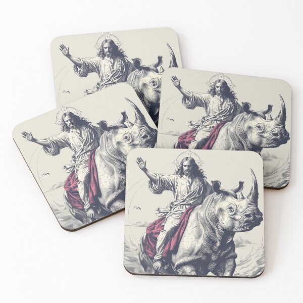 Item preview, Stylish Jesus Riding Rhinoceros designed and sold by Rockwpapart.