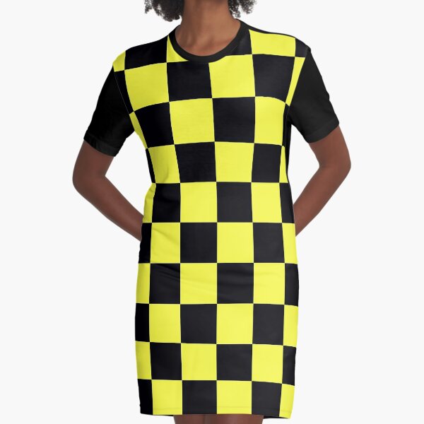 black and yellow checkered dress