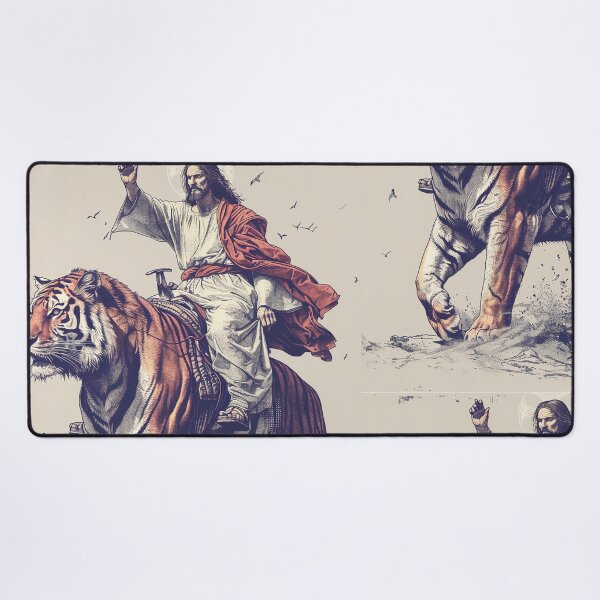 Item preview, Jesus rides a tiger king designed and sold by Rockwpapart.