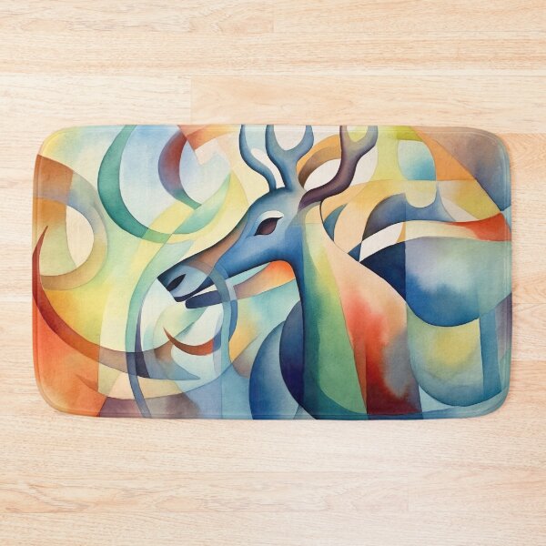 Item preview, cubist style reindeer watercolor 2 designed and sold by FlaskLab.