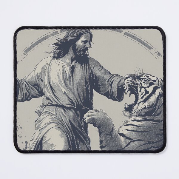 Item preview, Jesus And Lion Painting, Christian Religious Wall Art, Spiritual Wall Decor Framed Unframed Ready To Hang designed and sold by Rockwpapart.