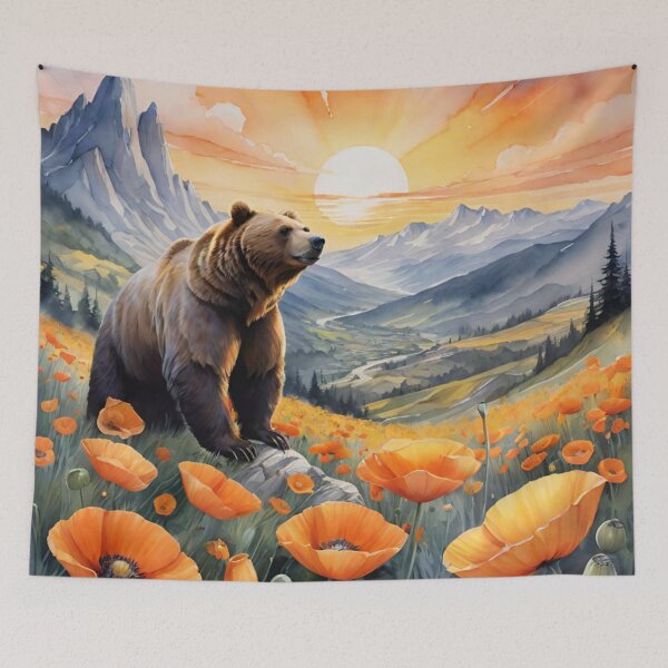 Item preview, Watercolor Poppy Bear designed and sold by JamieRainbow.