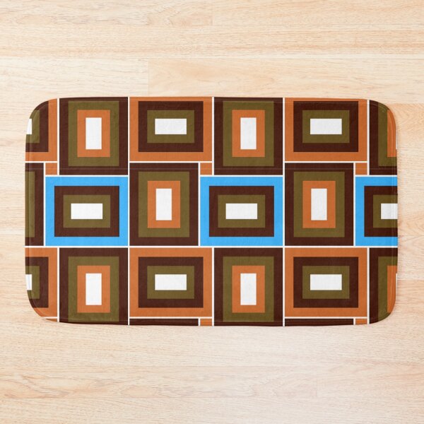 Item preview, Mid-Century Modern Burnt Orange, Olive, Blue Rectangles Pattern designed and sold by DEC02.
