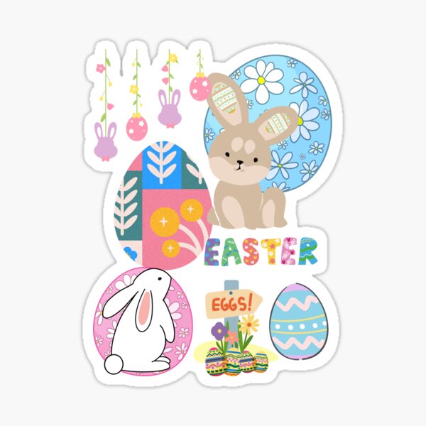 Item preview, Happy Easter rabbit and easter egg No.4 designed and sold by DigiArtNDesign.