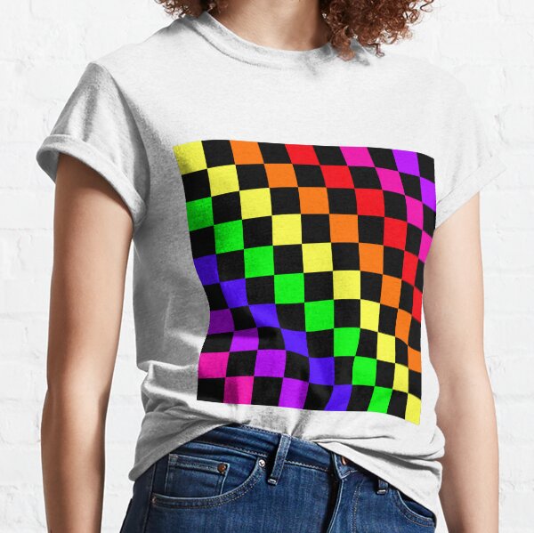 Black Rainbow Checkerboard Pattern Classic T-Shirt
