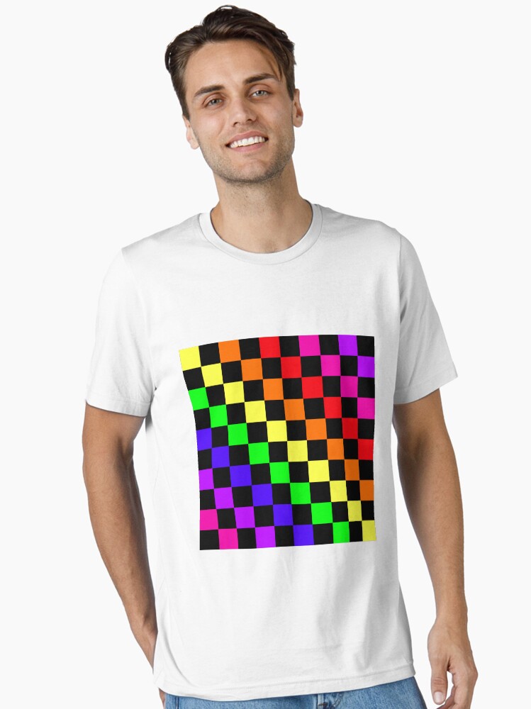 Black Rainbow Checkerboard Pattern Essential T-Shirt