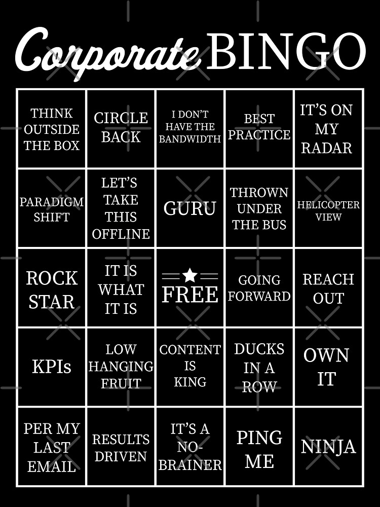 quot corporate jargon buzzword bingo card quot sticker by itsrturn corporate jargon bingo