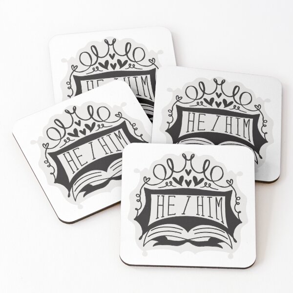 Item preview, He/Him pronouns black and white designed and sold by lukeskywater.