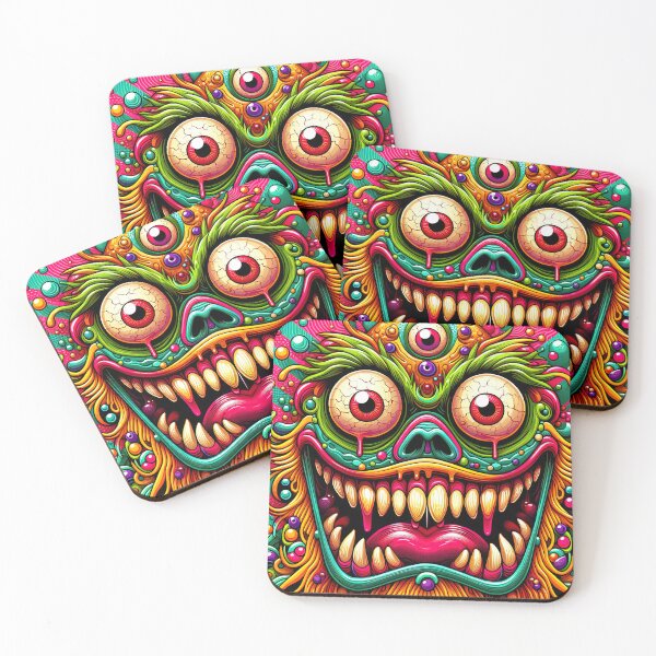 Item preview, Colorful Crazy Funny Creepy Monster Face designed and sold by SpookshowDesign.