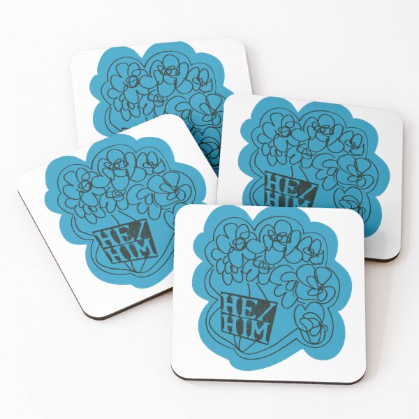 Item preview, He/Him Pronouns Blue Flowers designed and sold by lukeskywater.