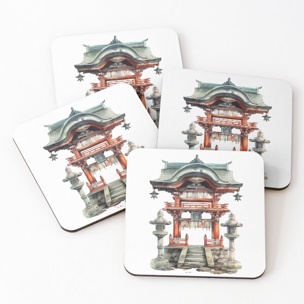 Artikelvorschau, Japanische Shinto-Schrein-Illustration entworfen und verkauft von Darmoks-Geeks.