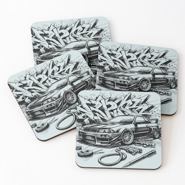 Item preview, Speed Drift Car Graffiti Style Black and White Sketch designed and sold by Horizon Illustration Motor Company.