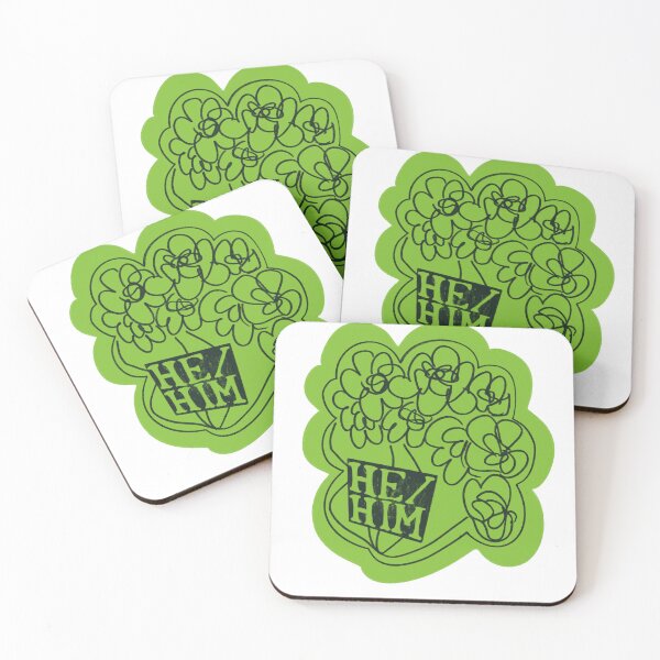 Item preview, He/Him Pronouns Green Flowers designed and sold by lukeskywater.