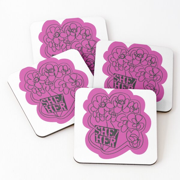 Item preview, She/Her Pronouns Pink Flowers designed and sold by lukeskywater.