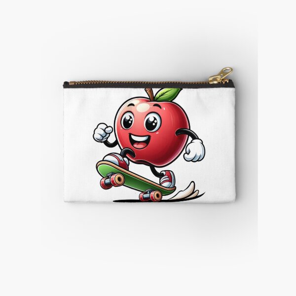 Item preview, A bright red apple character with a big smile skateboarding, expressing joy and excitement. designed and sold by ImagineCorner.