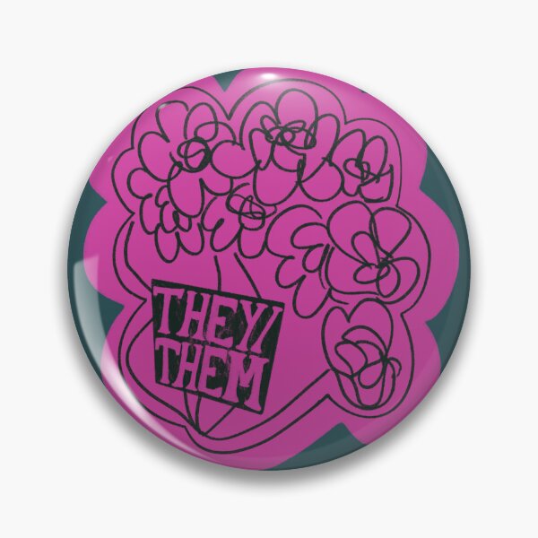 Item preview, They/Them Pronouns Pink Flowers designed and sold by lukeskywater.