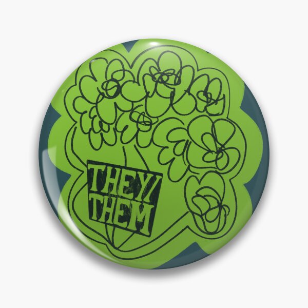 Item preview, They/Them Pronouns Green Flowers designed and sold by lukeskywater.