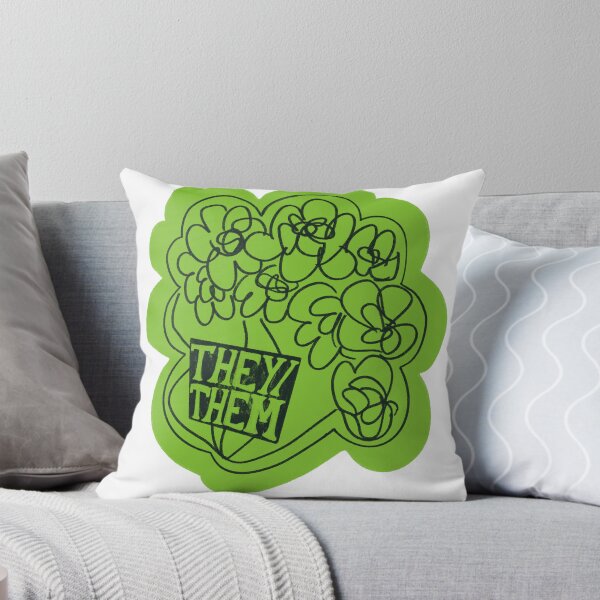 Item preview, They/Them Pronouns Green Flowers designed and sold by lukeskywater.