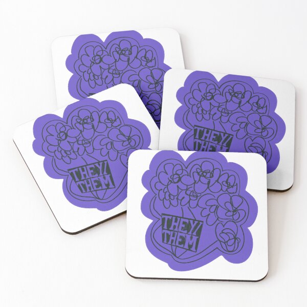 Item preview, They/Them Pronouns Purple Flowers designed and sold by lukeskywater.