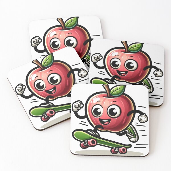 Item preview, Apple Cartoon Character with Skateboard designed and sold by ImagineCorner.