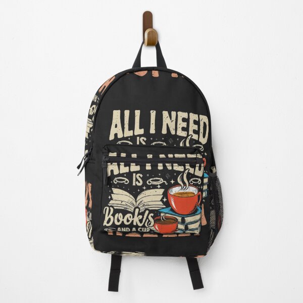 Item preview, design of books and a cup of hot tea with the text "All I need is books and a cup of hot tea" designed and sold by AdesignTEE.